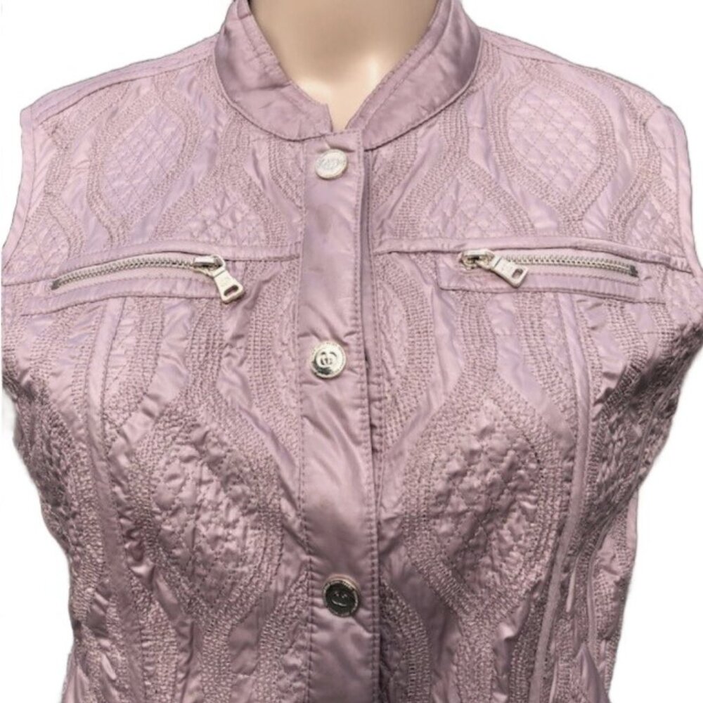 GERRY WEBER Dusty Pink Quilted Vest Snap-buttons Front pockets Size M